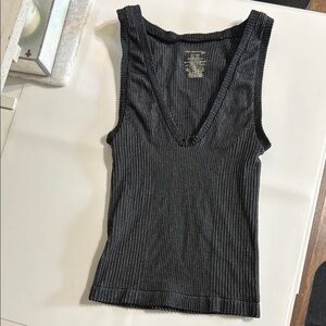 Intimately Free People Black Ribbed Fitted Tank Top Size ML